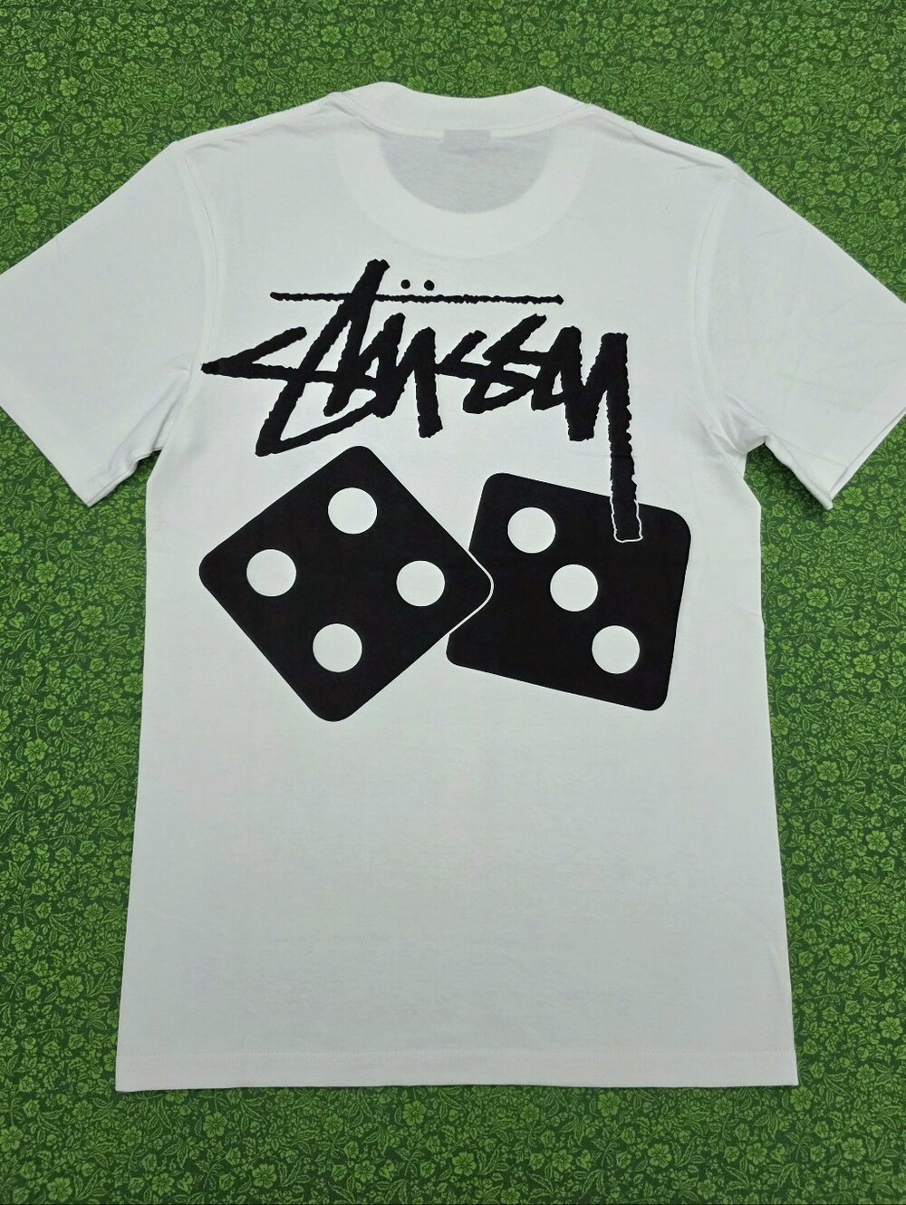 Stussy White Short Sleeve Tee with Black Dice Logo - Picture 3 of 4